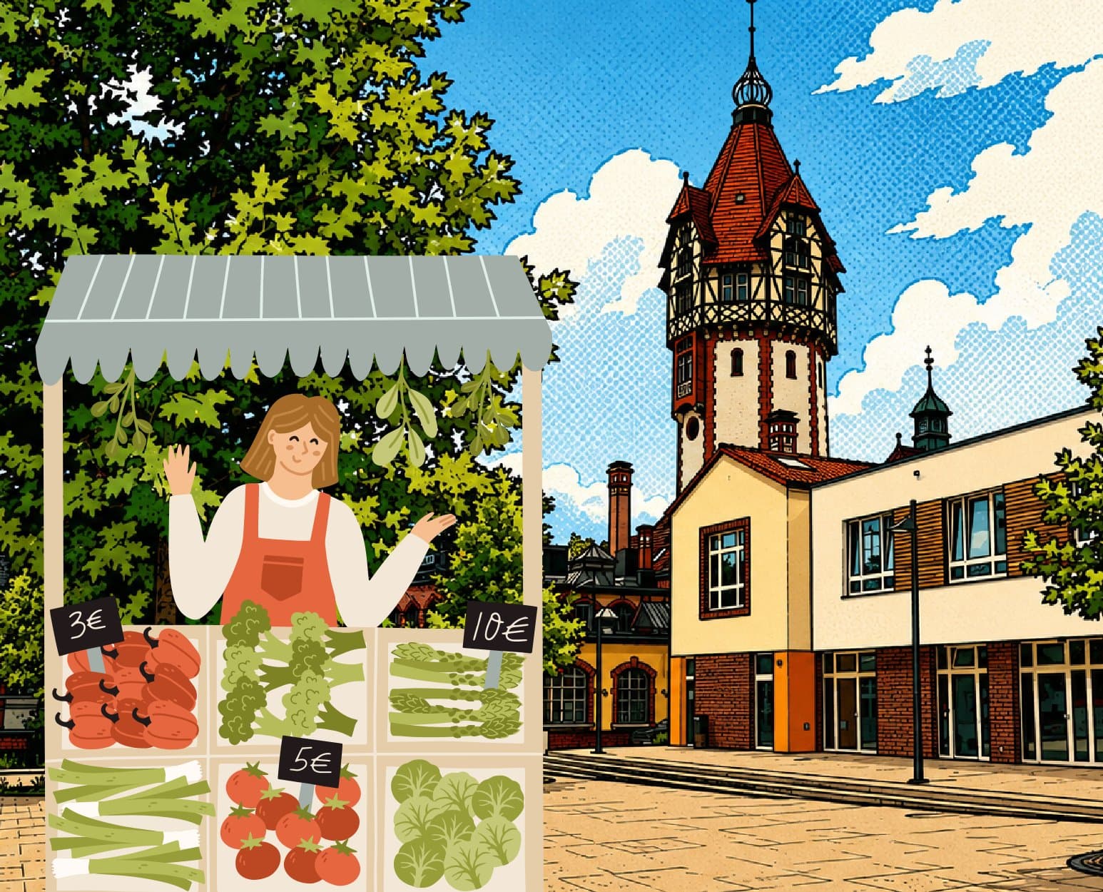 Frisches Obst und Gemüse am Marktplatz in Beelitz-Heilstätten